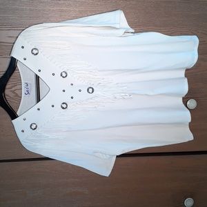 Salsa womens vintage top with metal and fringe design size 2X